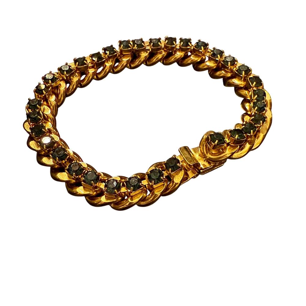 Dannijo Dark Blue Crystal Chain Link Bracelet - Picture 3 of 8